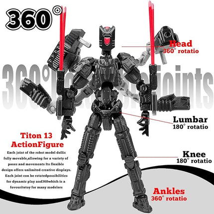 Assembly Completed T13 Action Figure，T13 mision 13 figuras originales 3D Printed Toys Nova 13 Action Figures Desktop Decorations for Game Lovers Toy (Black, 8 Inch)