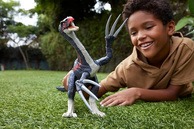 Mattel Jurassic World Chaos Theory Slash N Roar Therizinosaurus Dinosaur Action Figure Toy, Attack Claws & Sound, Digital Play
