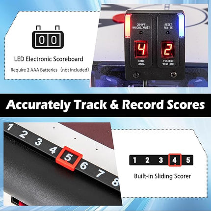 GYMAX Air Hockey Table, 54 Inch Arcade Style Air Hockey Game Table with LED Lights & Scoreboard, Powerful 12V Motor, 2 Pushers, 2 Pucks, for Kids & Adults, Home, Game Room and Office