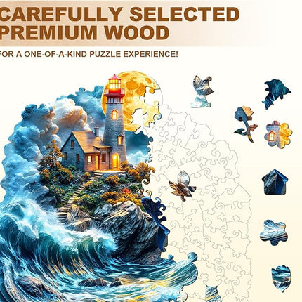 Wooden Puzzles for Adults, Wooden Jigsaw Puzzles for Adults Kids, Dream Sea Wonder Unique Shaped Wood Puzzles Adult, Creative Gifts for Friends Family Game, Home Decor(11.4 * 10.6in 175pcs)