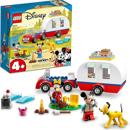 LEGO Disney Mickey Mouse and Minnie Mouse's Camping Trip 10777 Building Toy with Camper Van, Car & Pluto Figure, for Kids 4 Plus Years Old