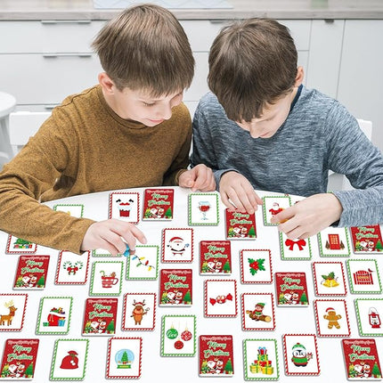 gisgfim 50 Pairs Merry Christmas Memory Matching Game Educational Concentration Memory Card for Kids Ages 3-8 Fun & Fast Winter Theme Memory Matching Games