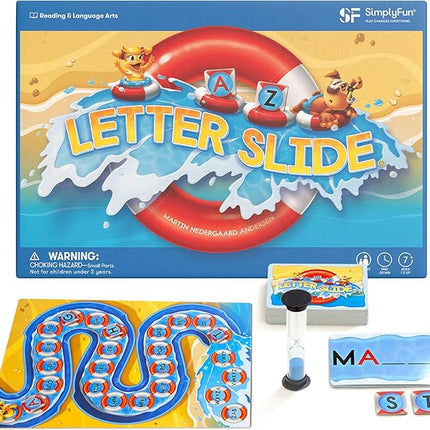 SimplyFun Letter Slide - Enhance Vocabulary and Language Skills with This Educational Game, Focused on Spelling, Consonants & Vowels, Fun for 2-4 Players, Ages 7 & Up