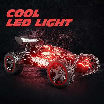 Tecnock RC Cars for Kids, 1:18 Scale 2WD RC Car with LED Lights, 2.4GHz Remote Control Car with USB-C Easy Charging & 50 Mins Playtime, Toys Gifts for Boys & Girls Ages 8-12