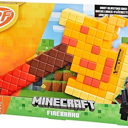Nerf Minecraft Firebrand, Dart Blasting Axe, 6 Nerf Elite Foam Darts, Design Inspired by Minecraft Axe in The Game, Pull Down Priming, Minecraft Toys