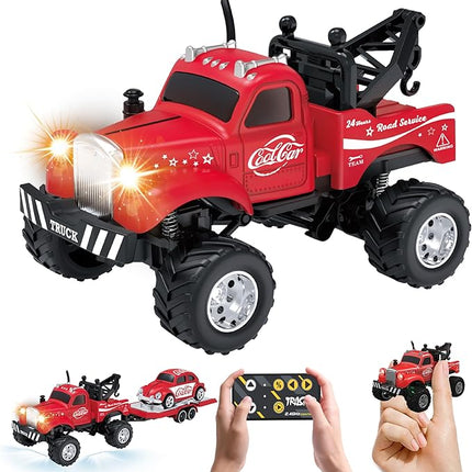 MOONTOY 1:64 Scale Mini Alloy Truck RC Car with LED Lights, 2.4Ghz Remote and App Control Toy Car, 3-Speed Adjustment Pocket Toy Car for Kids 4-8 Years and Adults (Red)