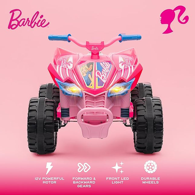 Barbie - 12V ATV Ride On Toy, Fun and Exciting Ride for Kids, Stylish Design for Imaginative Play (Pink)