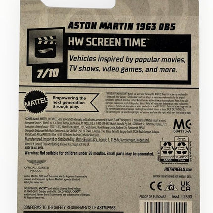 Hot Wheels Aston Martin 1963 DB5, HW Screen Time 7/10 [Silver] 107/250
