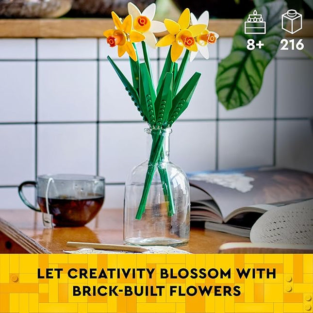 LEGO Daffodils - Building Toy for Kids, Girls and Boys, Ages 8+ - Birthday Gift for Kids - Artificial Daffodil for Bedroom Decor and Display - 40747