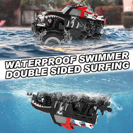 STEMTRON Amphibious Remote Control Car Toys for Boys 2.4 GHz 1:16 All Terrain Off-Road RC Car Waterproof RC Monster Truck Kids Pool Toys Remote Control Boat Gifts for Kids Boys