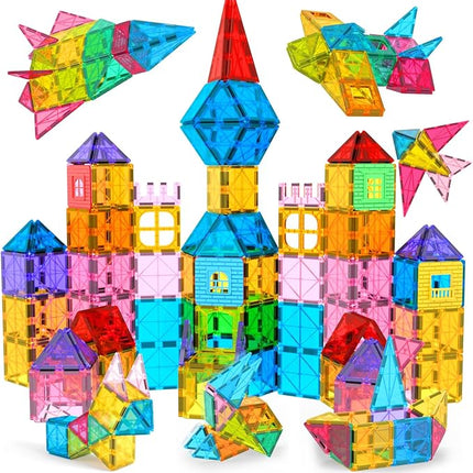 Jasonwell Magnetic Tiles Kids Magnetic Blocks 60PCS Building Sets 3D Magnet Tile Building Blocks Toy Construction Educational STEM Toys Gifts for Toddlers Boys Girls 3 4 5 6 7 8 9 10 + Year Old