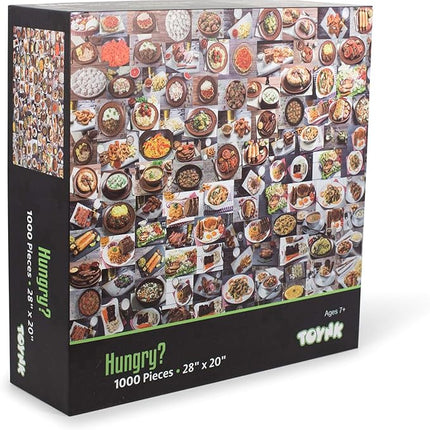 Hungry? Food Puzzle for Adults and Kids | Difficult 1000 Piece Jigsaw Puzzle Toy | Fun Quarantine Gift | Interactive Brain Teaser Challenge for Game Night | 28 x 20 Inches