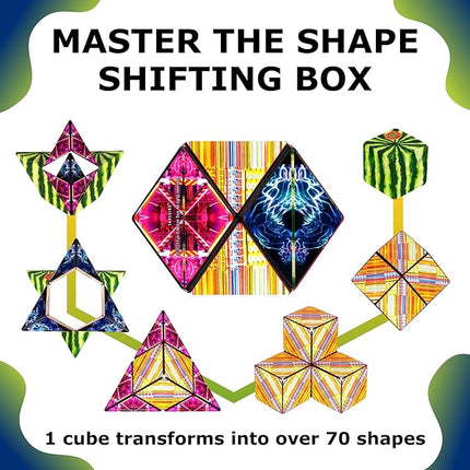 SHASHIBO Shape Shifting Box - Award-Winning Fidget Toy w/ 36 Rare Earth Magnets - Fidget Cube Transforms Into Over 70 Shapes, Sensory Toy Gift for Kids, Teens, and Adults (Hyper Melon)