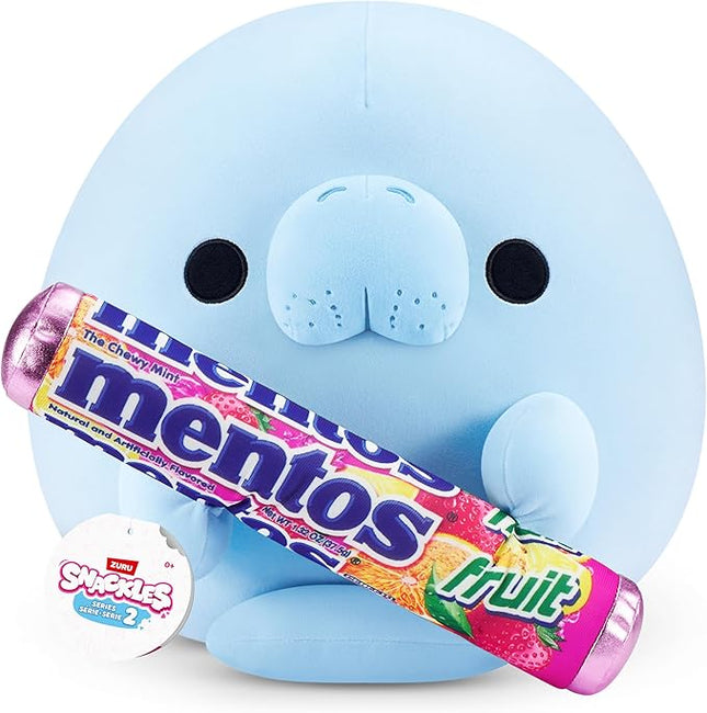 Snackles Series 2 14-inch by ZURU Cuddly Squishy Comfort 14-inch Plush with Licensed Snack Brand Accessory (Sea Cow&Mentos Fruit)