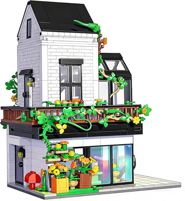 Garden Villa House Building Set, Flower House Building Set, Greenhouse Modular Building Block Kit Home Decor Gift for Adults