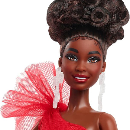 Barbie Signature Doll, 2024 Holiday Fashion Doll with Brown Hair Wearing Plaid Gown, Seasonal Collector Gift in Displayable Packaging