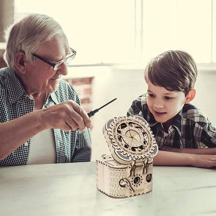 ROKR 3D Wooden Puzzle Password Box Model Kits for Adults and Teens to Build Combination Lock Mechanism Christmas/Birthday