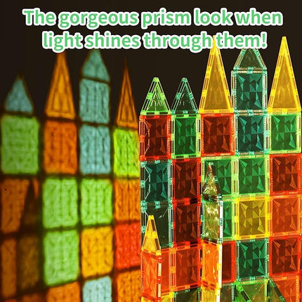 Magnetic Tiles,Magnet Building Blocks Construction Stacking Educational Toy Creative Playboard for Kids Ages 3+ (032 Pieces)