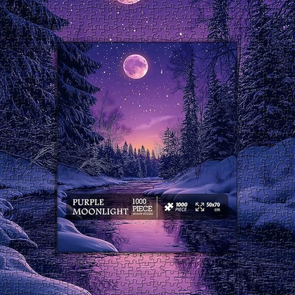 Fantasy Landscape Puzzle for Adults 1000 Pieces, Purple Moonlight Scenery Puzzles, Impossible Nature Scenic Jigsaw Puzzles for Adults Challenge