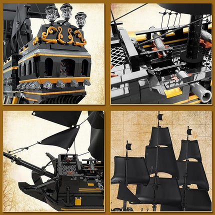 Mould King Large Pirates Ship Model Building Kits, MOC Black Pearl Ship Model Construction Set to Build, Building Block Ship Toys Gift for Age 14+/Adult Collections Enthusiasts (5266+Pieces)