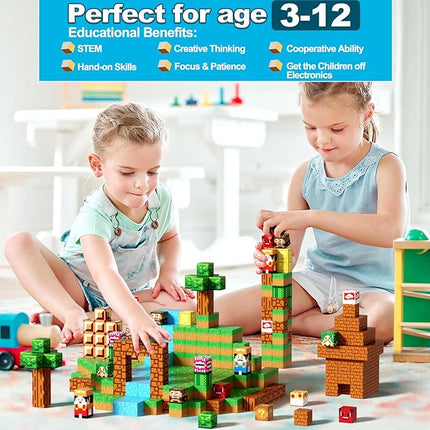 Magnetic Blocks Building Toys: Upgraded Adventure Magnetic Building Blocks Game Set for Kids Ages 3+, 48PCS Construction Toys STEM Sensory Educational Christmas Birthday Gifts