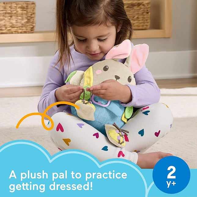 Fisher-Price Toddler Educational Toy Learn to Dress Bunny Plush Animal Activity Doll for Preschool Kids Ages 2+ Years