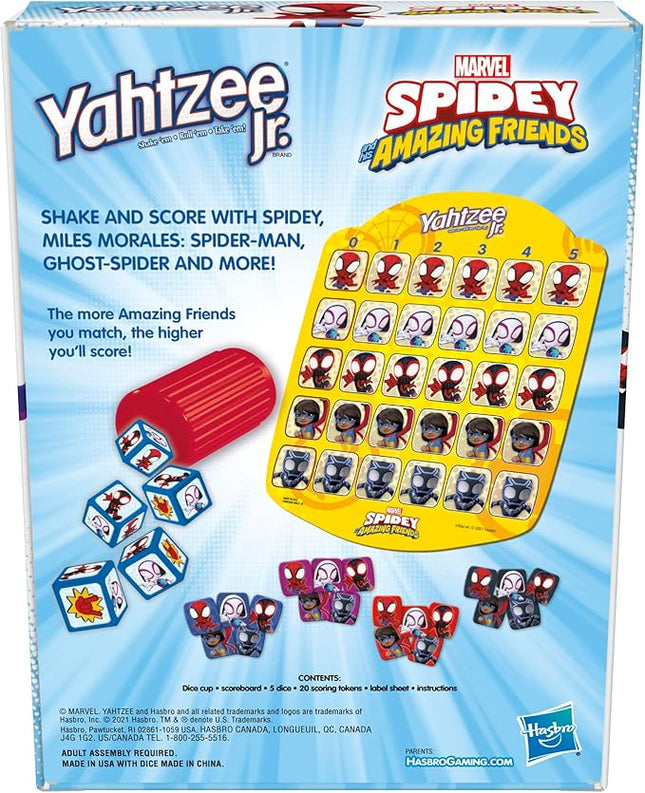 Hasbro Gaming Spidey and His Amazing Friends Yahtzee Jr.Marvel Edition Board Game for Kids, Ages 4 and Up (Amazon Exclusive)