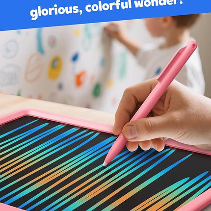 TEKFUN LCD Writing Tablet for Kids Girls Toys, 12 Inch Erasable Drawing Tablet Doodle Board Colorful Doodle Pad, Gifts for Toddlers Girls Adults (Pink)