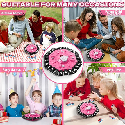 Word Game Family Board Game with Digital Display Timer, 2 Modes, 35 Double-Sided Cards, Fun Fast-Paced 24-Letter Game for Learning Party Interactive, 2+ Players, Ages 3 & Up (Pink)