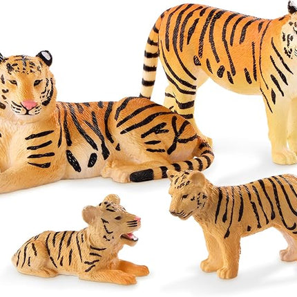 Terra by Battat – 4 Pieces Tiger Family – Realistic Plastic Safari Animals for Kids – Educational Animal Figures – Jungle & Zoo Toy Animals – Imaginative Play – 3+ Years