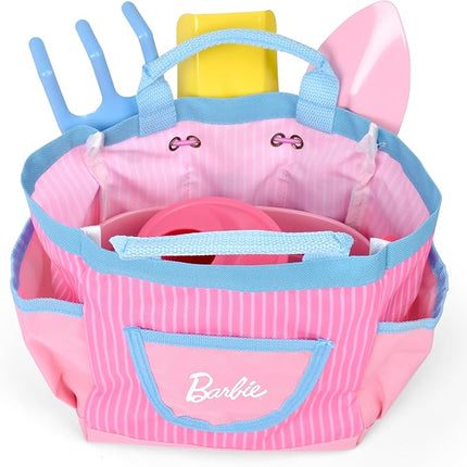 Barbie Garden Set – Real Gardening Tools for Kids with Watering Can, Metal Tools, Flower Pot and Storage Bag – Pink Tool Playset for Outdoors, 6 Pieces