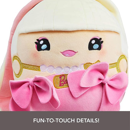 Barbie Cuutopia Plush, 10-inch Soft Pillow Doll with Iconic Look, Plus Tactile Felt Pink Bows & Long Ponytail, Collectible Toy