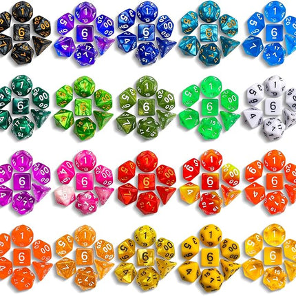 CiaraQ Polyhedral Dice Set - DND Role Playing Dice for Dungeons and Dragons RPG Table Games, Mixed Colors, 140pcs
