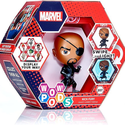 Wow! PODS Marvel Avengers Collection - Nick Fury | Superhero Toys Light-Up Bobble-Head Figure | Official Marvel Collectable Toys & Gifts | Number 207 in Series
