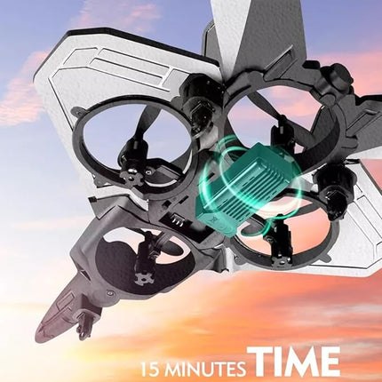 4CH Rc Plane - Remote Control Plane - RC Fighter Jet 4 Channel, Extra 2 Rechargeable Battery LED Airplane Fighter, Low Battery Alarm, Easy to Fly Drone Gift for Boys