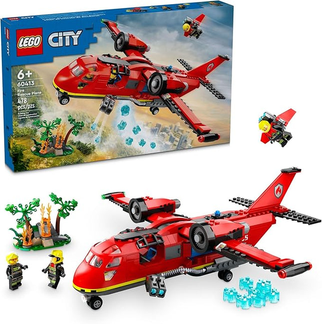 LEGO City Fire Rescue Plane Toy - Building Blocks Playset for Boys & Girls, Ages 6+ - Pretend Play for Role Play for Kids - Gift for Birthdays - 60413
