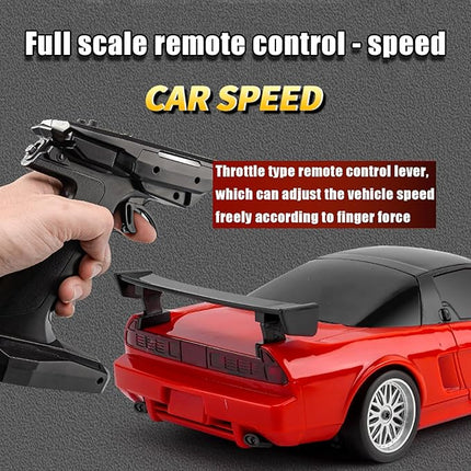 1:18 NSX Model LD1803 RC Drift Car 1/18 2.4G Remote Control on Road ESP Gyroscope LED Mini RC Racing Cars (Red)