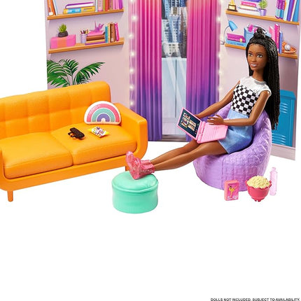 Barbie Toy Playset, Big City, Big Dreams Dorm Room Furniture & Accessories with 2 Beds, Couch, Bean Bag Chair & More