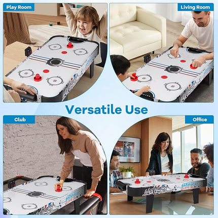 KOTEK Air Hockey Table, 42 Inch Air Hockey Arcade Table with 2 Pushers, 2 Pucks, LED Scoreboard & Electric Motor Fan, Table Top Air Hockey Game for Kids & Adults, Game Room, Home, Office, Club