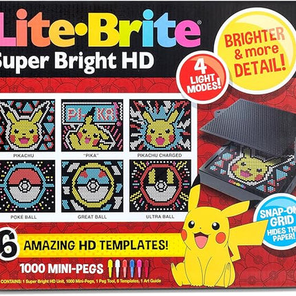 Lite Brite Super Bright HD, Pokemon Edition - Creative Retro Light-Up Screen – Educational Play for Children, Enhances Creativity, Gift for Boys and Girls Ages 6+