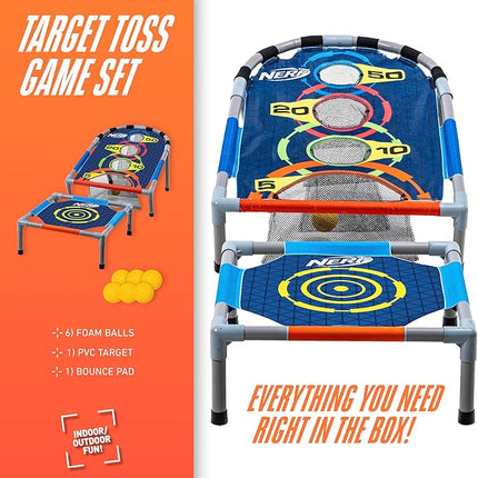NERF Kids Bounce N Score Target Toss Game Set - Foam Ball Bouncing Game for Kids Ages 6+ - (6) Foam Bouncy Balls and (1) Scoring Target Included