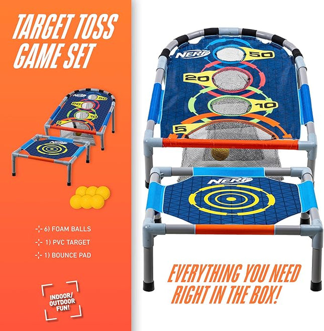 NERF Kids Bounce N Score Target Toss Game Set - Foam Ball Bouncing Game for Kids Ages 6+ - (6) Foam Bouncy Balls and (1) Scoring Target Included