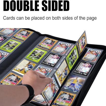 Trading Card Binder with16 Pocket 32 Pages up to 1024 Soccer TCG MTG YGO Trading Cards Binder,Waterproof Ringless Side Loading Trading Card Album for Soccer Cards 2024-2025