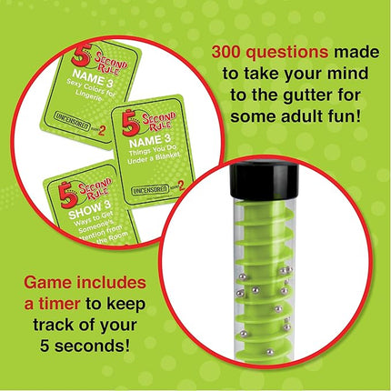 5 Second Rule Uncensored Card Games for Adults - Adult Card Games for Game Night, Travel, Funny Adult Card Game & Icebreaker, Game Nights, Think Fast and Shout Out Answers, Ages 17+