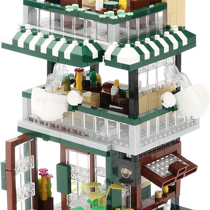Street View Mini Building Blocks Coffee House Shop Store Building Kit Simulation Construction Educational Creative Gift for Adults（1025 pcs）