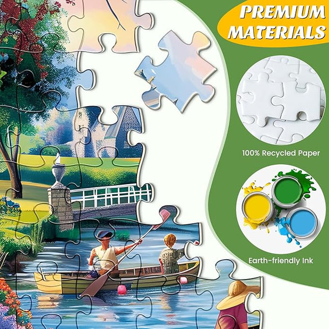 500 Pieces Puzzle for Adults,Waterside Cottage Puzzle,Recycled Cardboard Peaceful Pond Puzzles 500 Pieces,Challenging Game Home Decor Birthday Party Gift Toy for Adults Kids Seniors 20.5 * 15 in