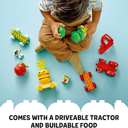 LEGO DUPLO My First Fruit and Vegetable Tractor Toy 10982, Stacking and Color Sorting Toys for Babies and Toddlers Ages 1 .5-3 Years Old, Educational Early Learning Set