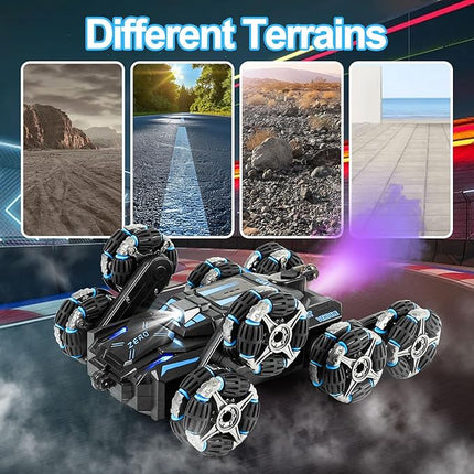 GIAT 8 Wheels Gesture Sensing RC Stunt Car Toy - Birthday Gifts Ideas for Boys Ages 5-7, 6-12, 8, 9, 10, 11 Years Old, Remote Control Off-Road Vehicle with 360-Degree Flips, Lights & Music