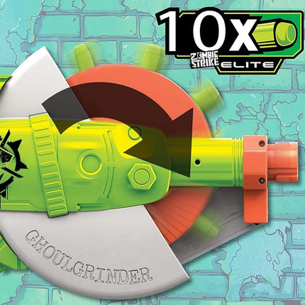 Nerf Zombie Strike Ghoulgrinder Blaster - Rotating 10-Dart Wheel, 10 Official Zombie Strike Elite Darts - for Kids, Teens, Adults
