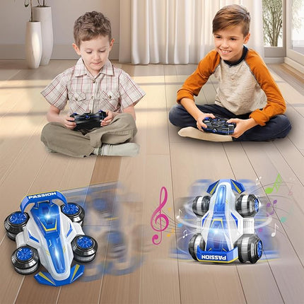 Upgraded Remote Control Car 360° Spins RC Car 2- in-1 Anti-Gravity RC Racer Wheelie Drift Stunt Car with Lights&Music Birthday Gifts Toys for 6 7 8 9 10 11 12 Year Old Boys